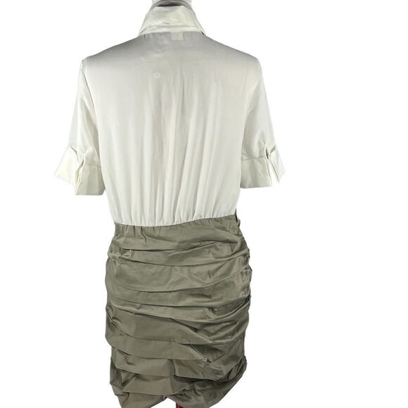 Venus dress grey white button shirt top ruched bottom short sleeve size 8 - Picture 4 of 15